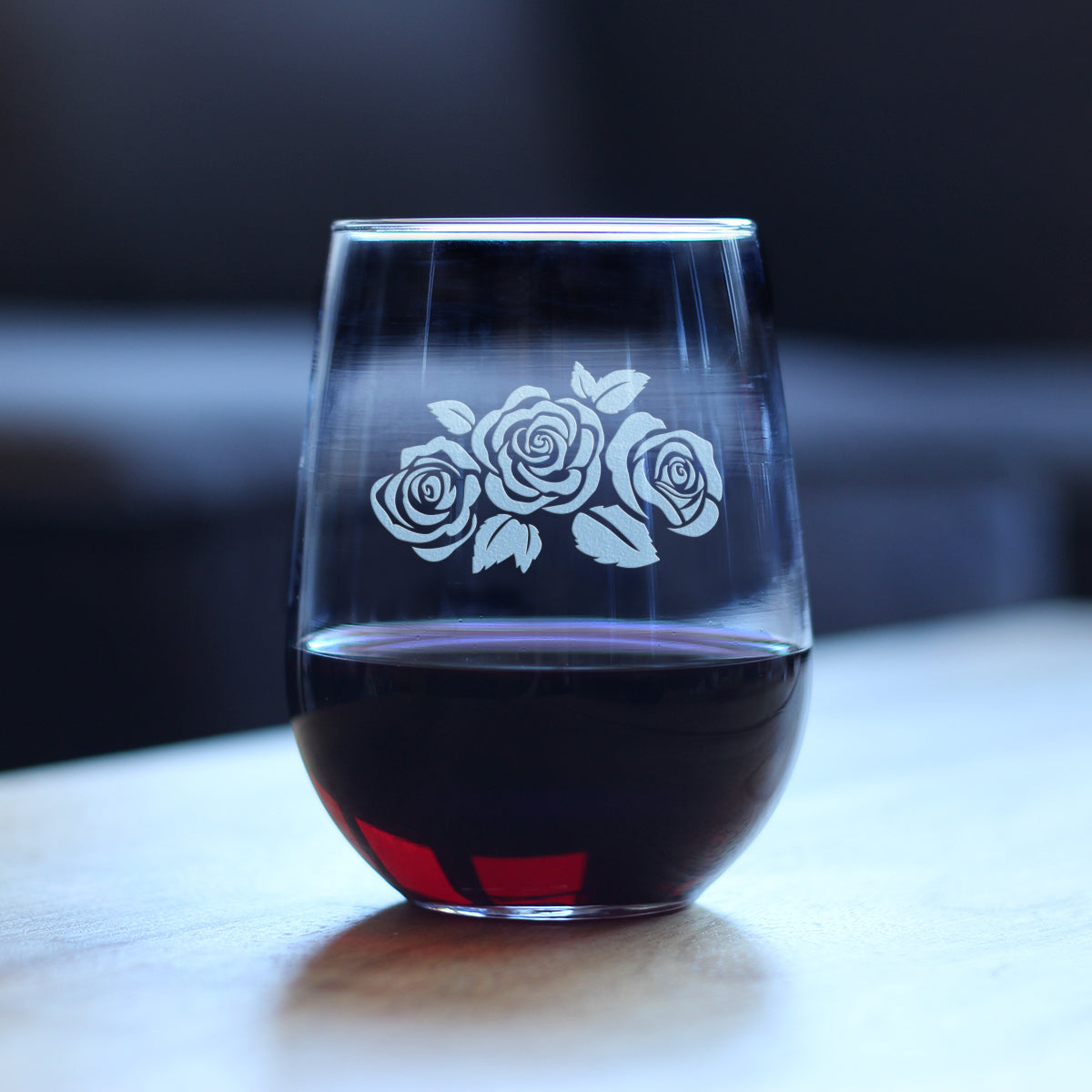Roses - 17 Ounce Stemless Wine Glass