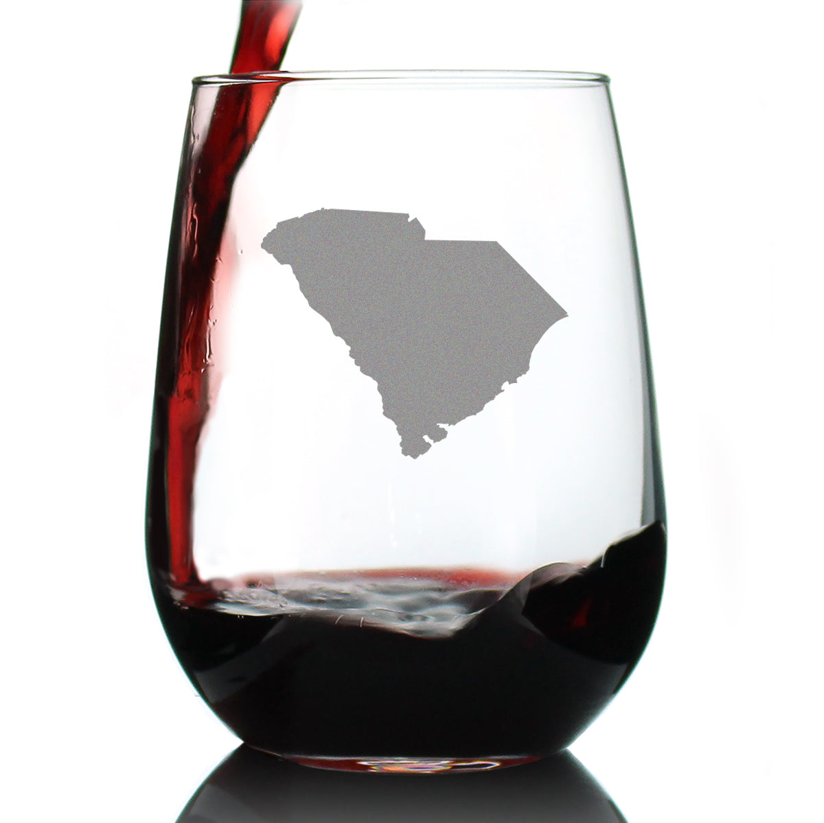 South Carolina State Outline Stemless Wine Glass - State Themed Drinking Decor and Gifts for South Carolinian Women & Men - Large 17 Oz Glasses