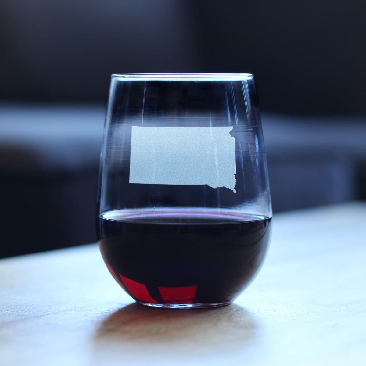 South Dakota State Outline Stemless Wine Glass - State Themed Drinking Decor and Gifts for South Dakotan Women & Men - Large 17 Oz Glasses