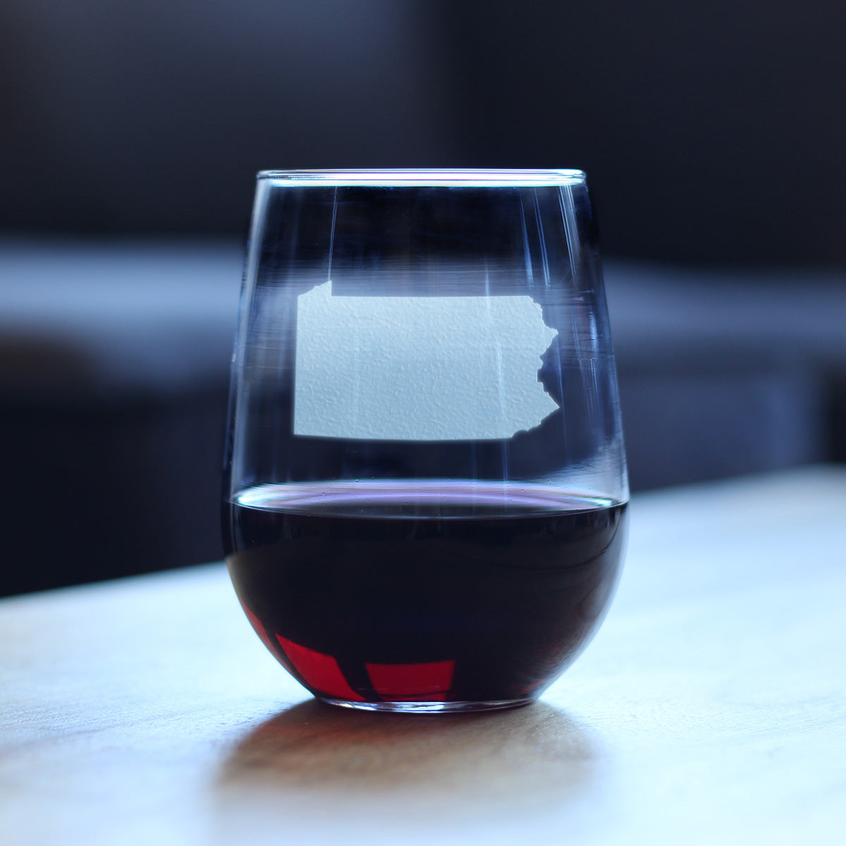 Pennsylvania State Outline Stemless Wine Glass - State Themed Drinking Decor and Gifts for Pennsylvanian Women & Men - Large 17 Oz Glasses