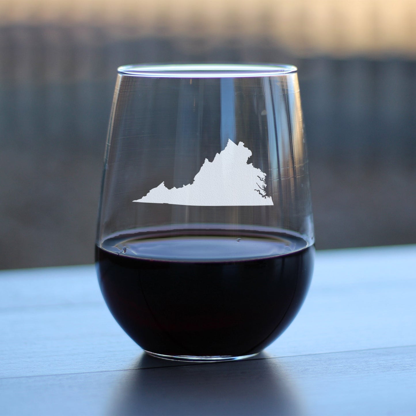 Virginia State Outline Stemless Wine Glass - State Themed Drinking Decor and Gifts for Virginian Women & Men - Large 17 Oz Glasses