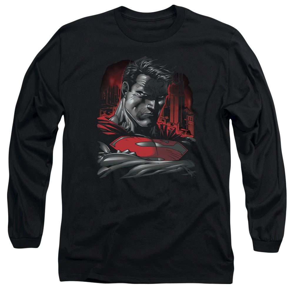 Superman Man Of Steel Mens Long Sleeve Shirt Black Officially Licensed