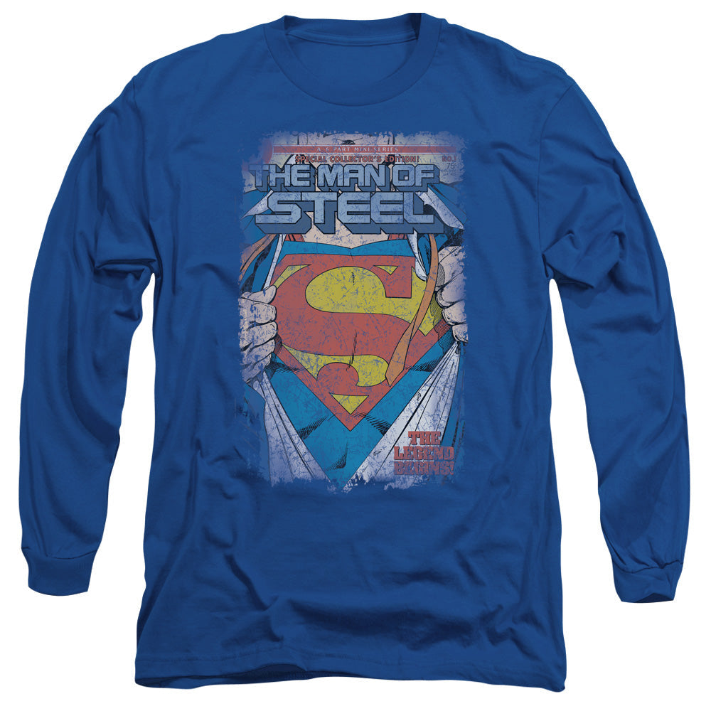 Superman Legendary Mens Long Sleeve Shirt Royal Officially Licensed