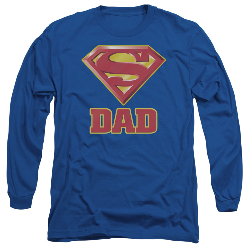 Superman Super Dad Mens Long Sleeve Shirt Royal Officially Licensed
