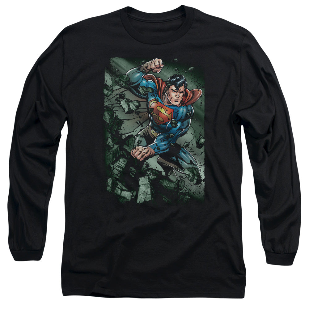 Superman Indestructible Mens Long Sleeve Shirt Black Officially Licensed