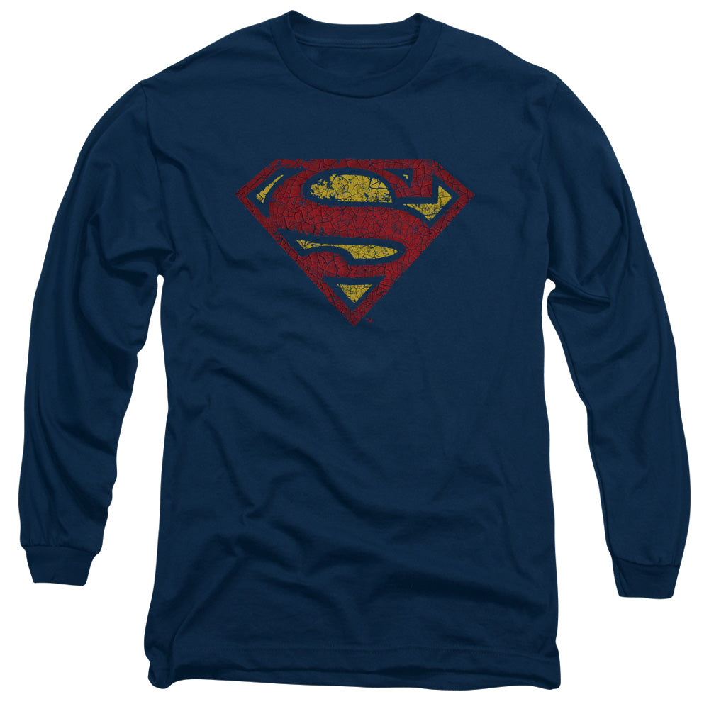 Superman Crackle S Mens Long Sleeve Shirt Navy Officially Licensed
