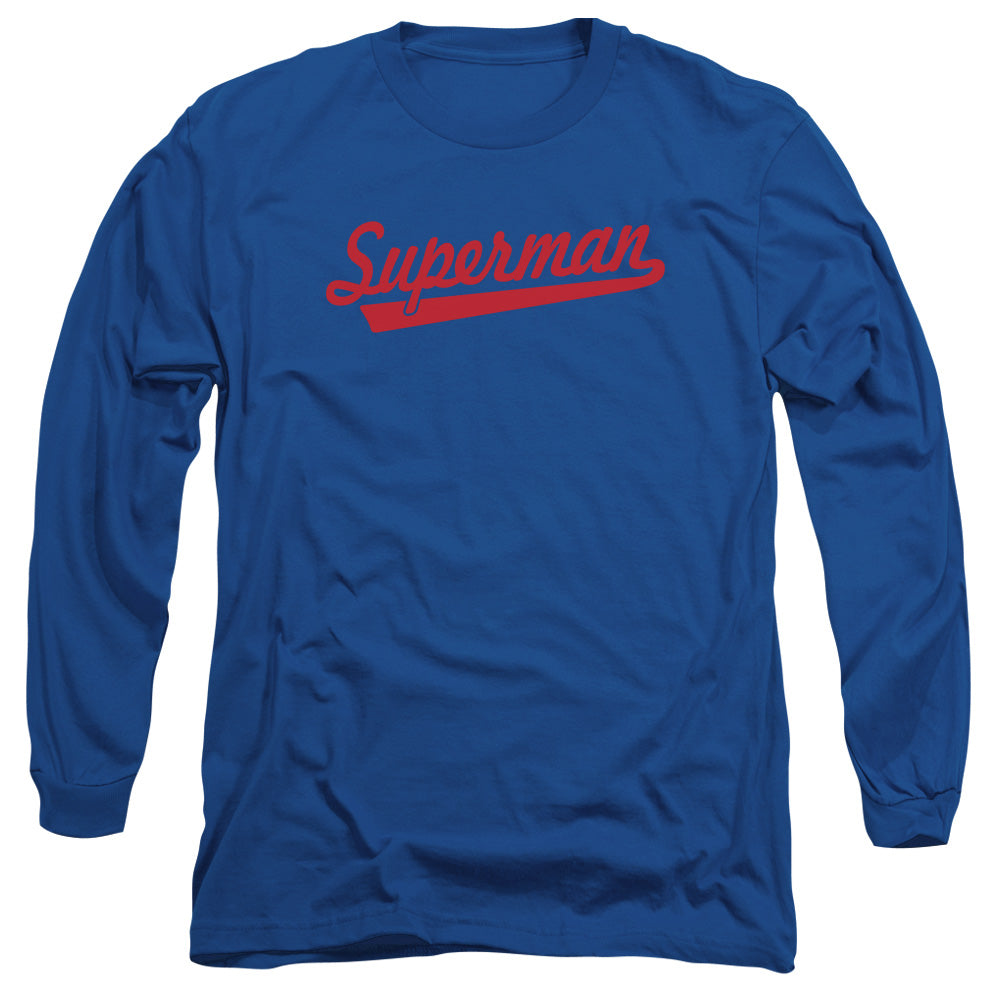 Superman S Tail Mens Long Sleeve Shirt Royal Officially Licensed