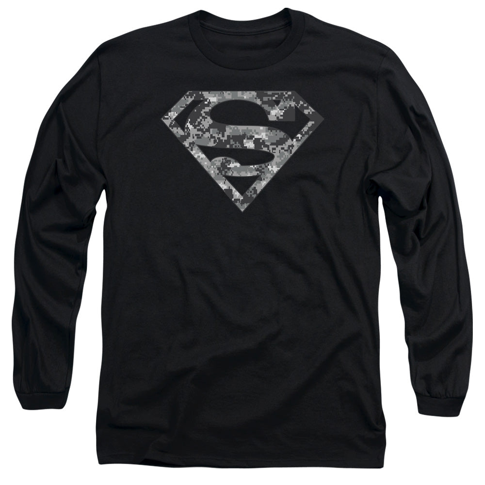 Superman Urban Camo Shield Mens Long Sleeve Shirt Black Officially Licensed