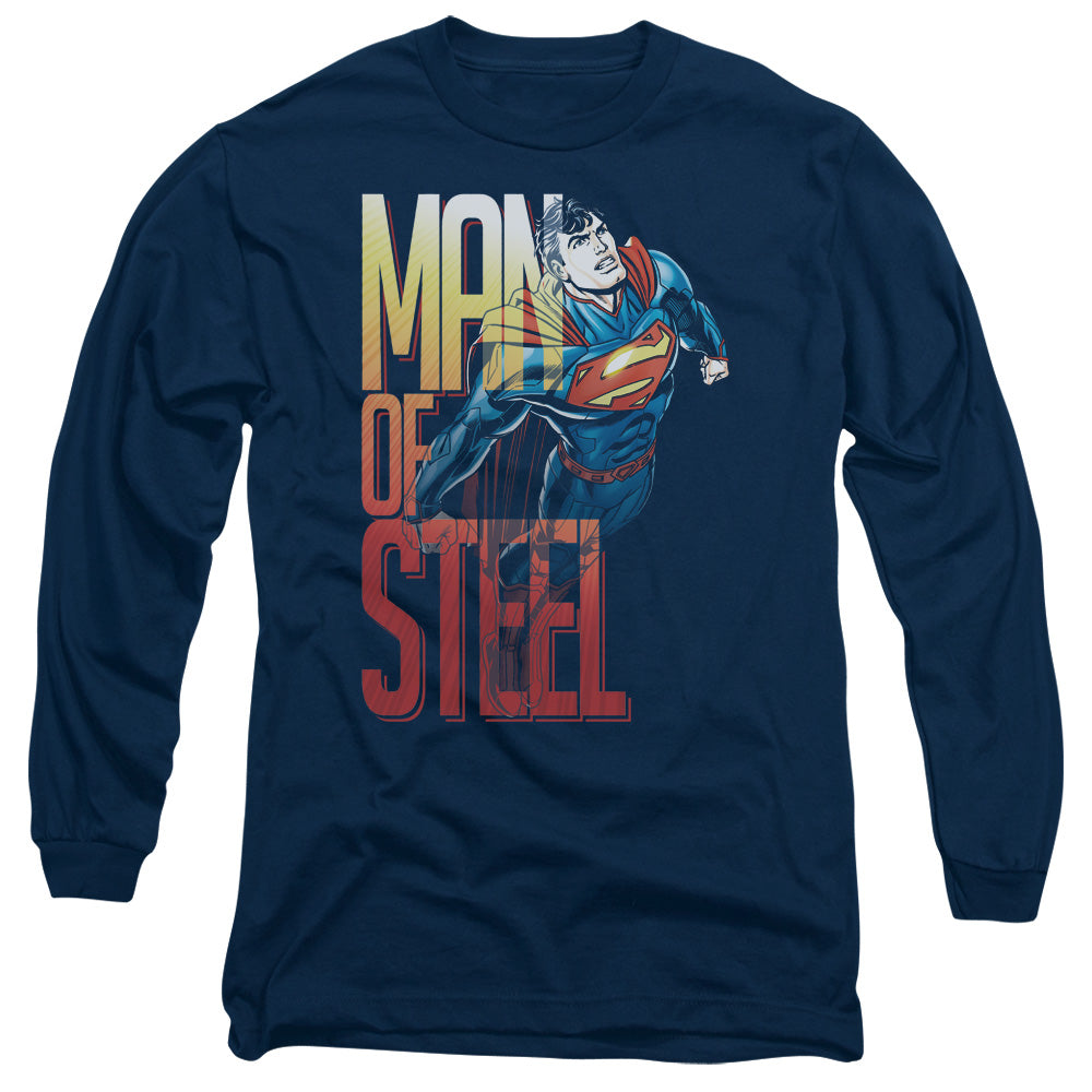 Superman Steel Flight Mens Long Sleeve Shirt Navy Officially Licensed