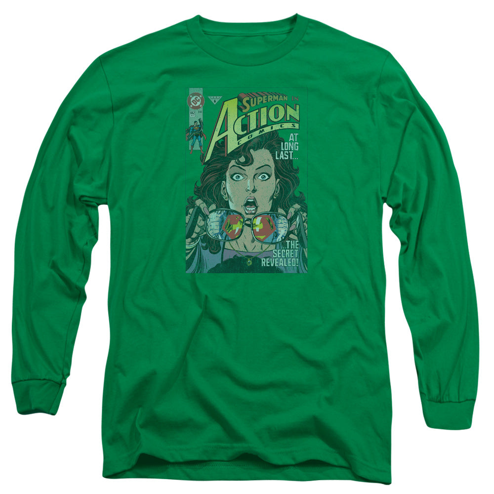 Superman Secret Revealved Mens Long Sleeve Shirt Kelly Green Officially Licensed
