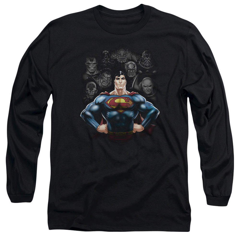 Superman Villains Mens Long Sleeve Shirt Black Officially Licensed