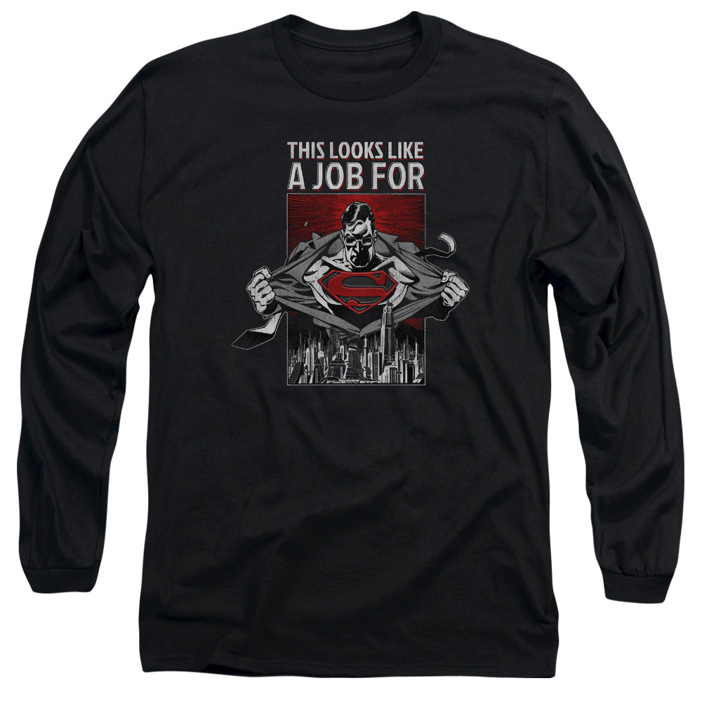 Superman Watchful Eye Mens Long Sleeve Shirt Black Officially Licensed
