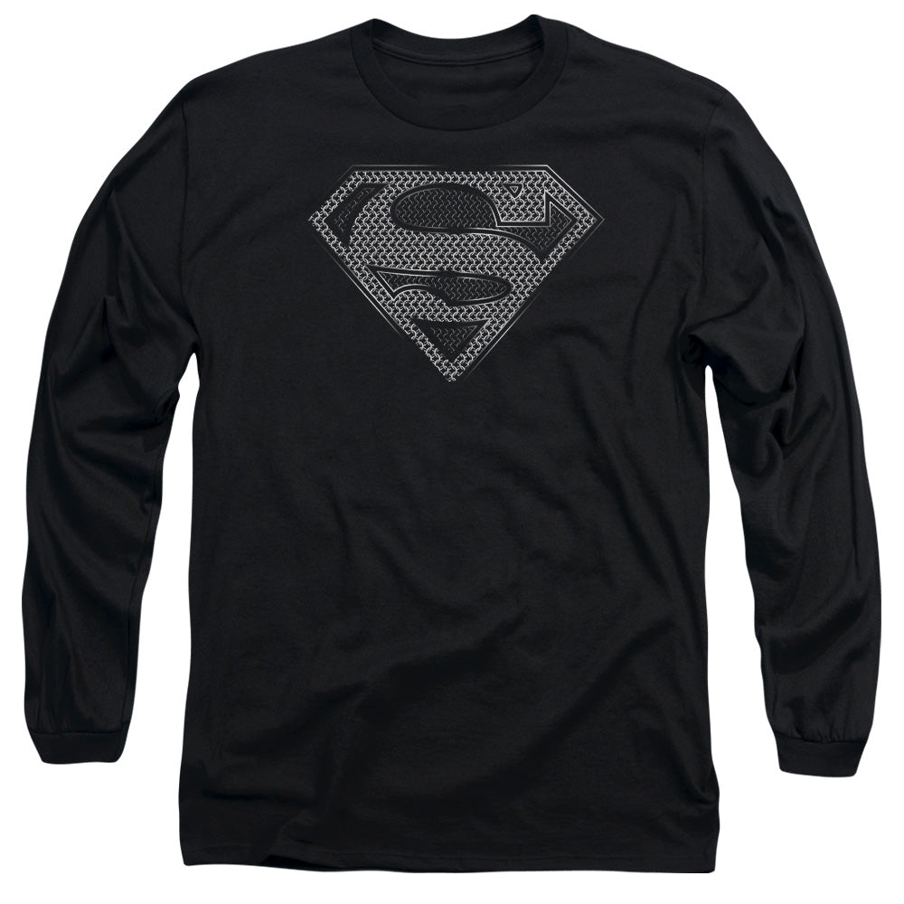 Superman Chainmail Mens Long Sleeve Shirt Black Officially Licensed