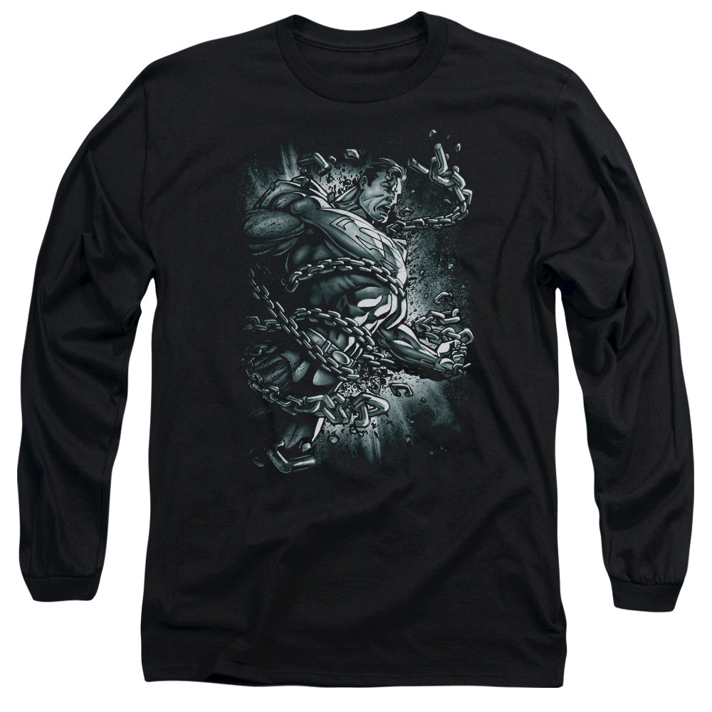 Superman Break Free Mens Long Sleeve Shirt Black Officially Licensed