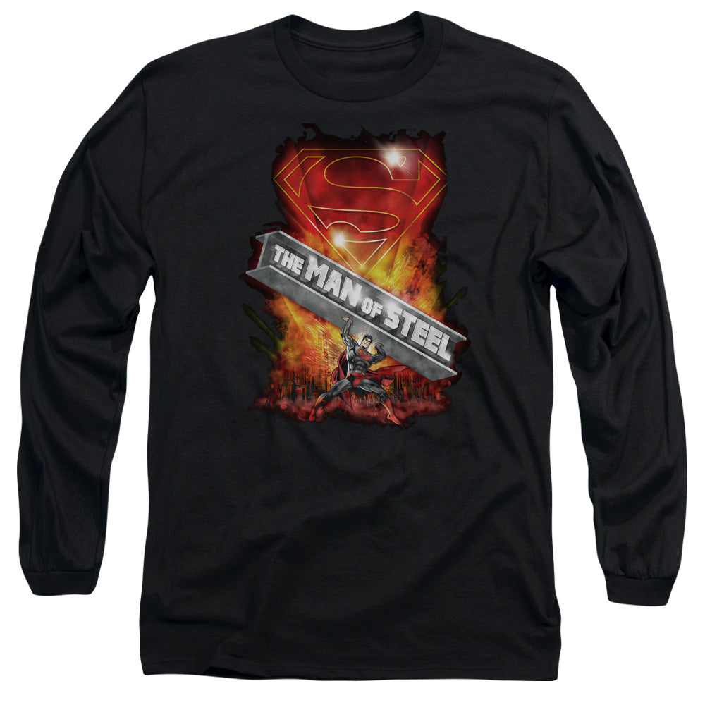 Superman Steel Girder Mens Long Sleeve Shirt Black Officially Licensed