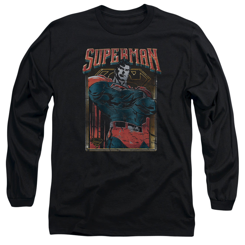 Superman Head Bang Mens Long Sleeve Shirt Black Officially Licensed