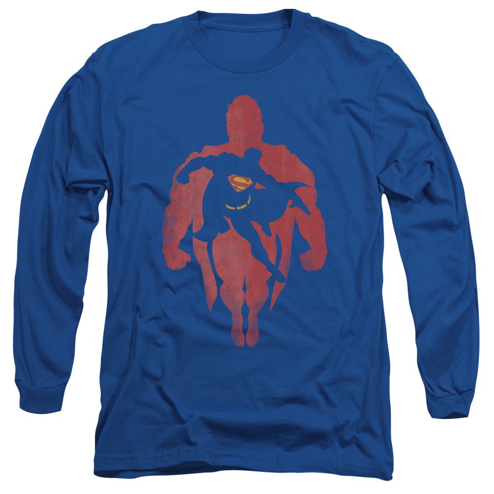 Superman Super Knockout Mens Long Sleeve Shirt Royal Officially Licensed