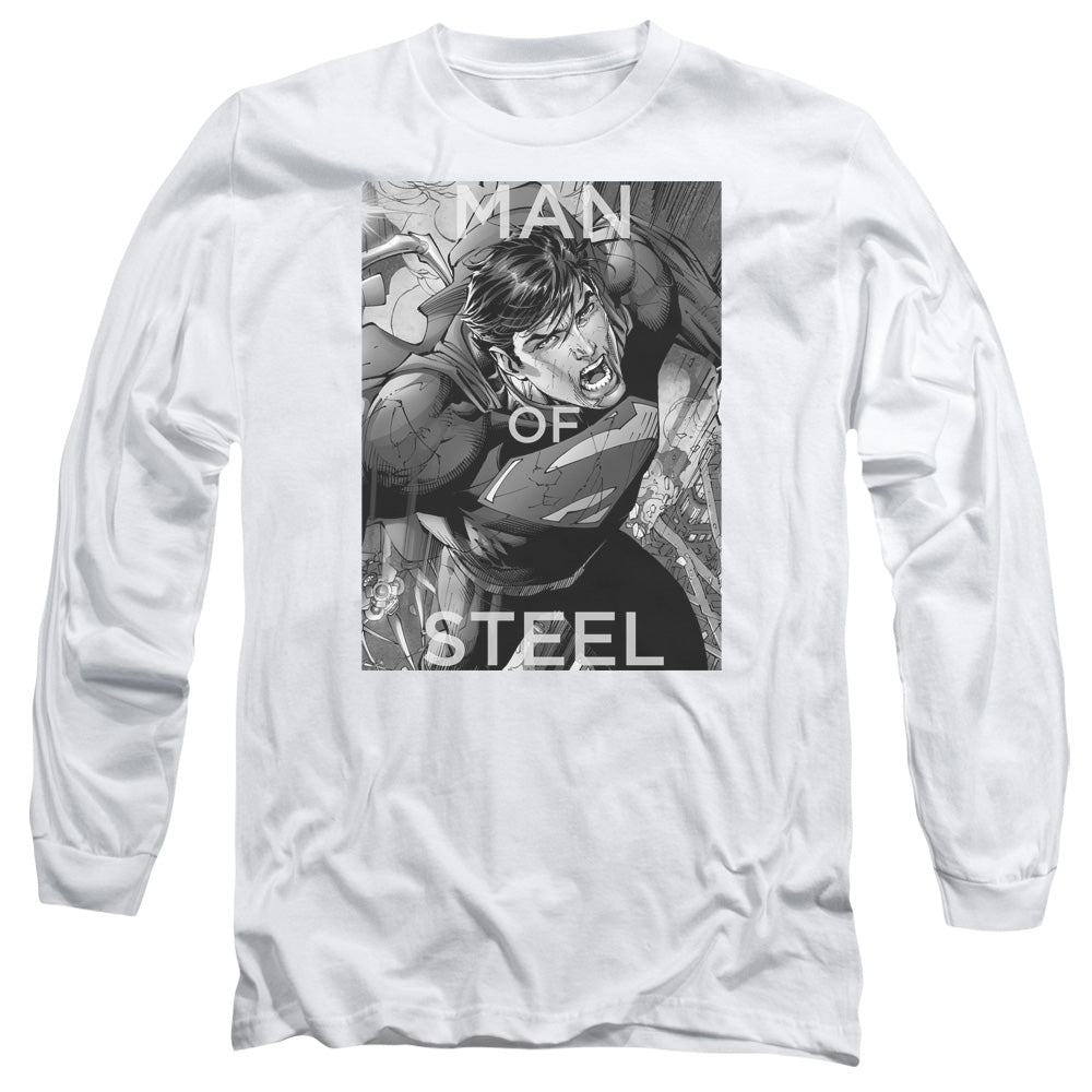 Superman Flight Of Steel Mens Long Sleeve Shirt White Officially Licensed