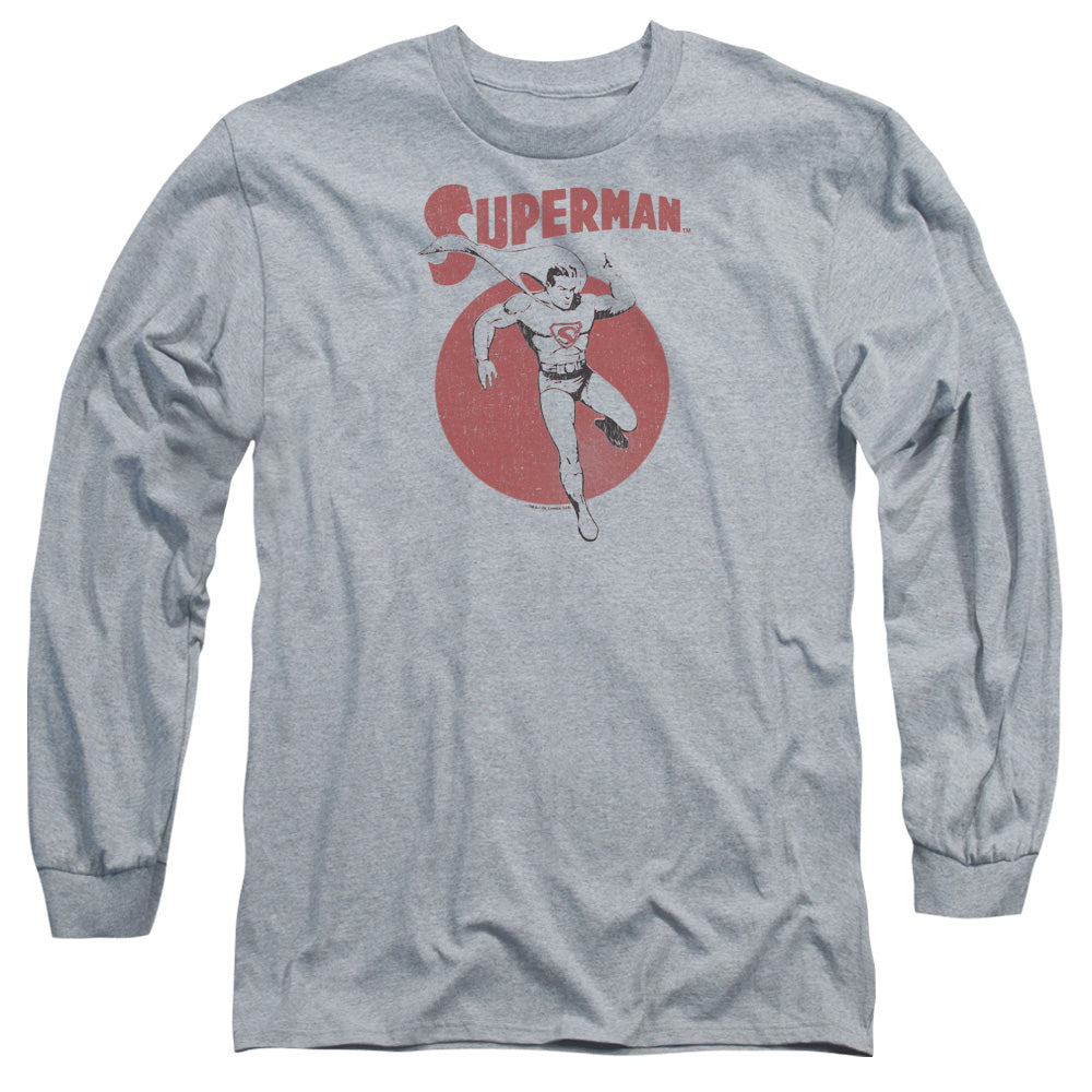 Superman Vintage Sphere Mens Long Sleeve Shirt Athletic Heather Officially Licensed