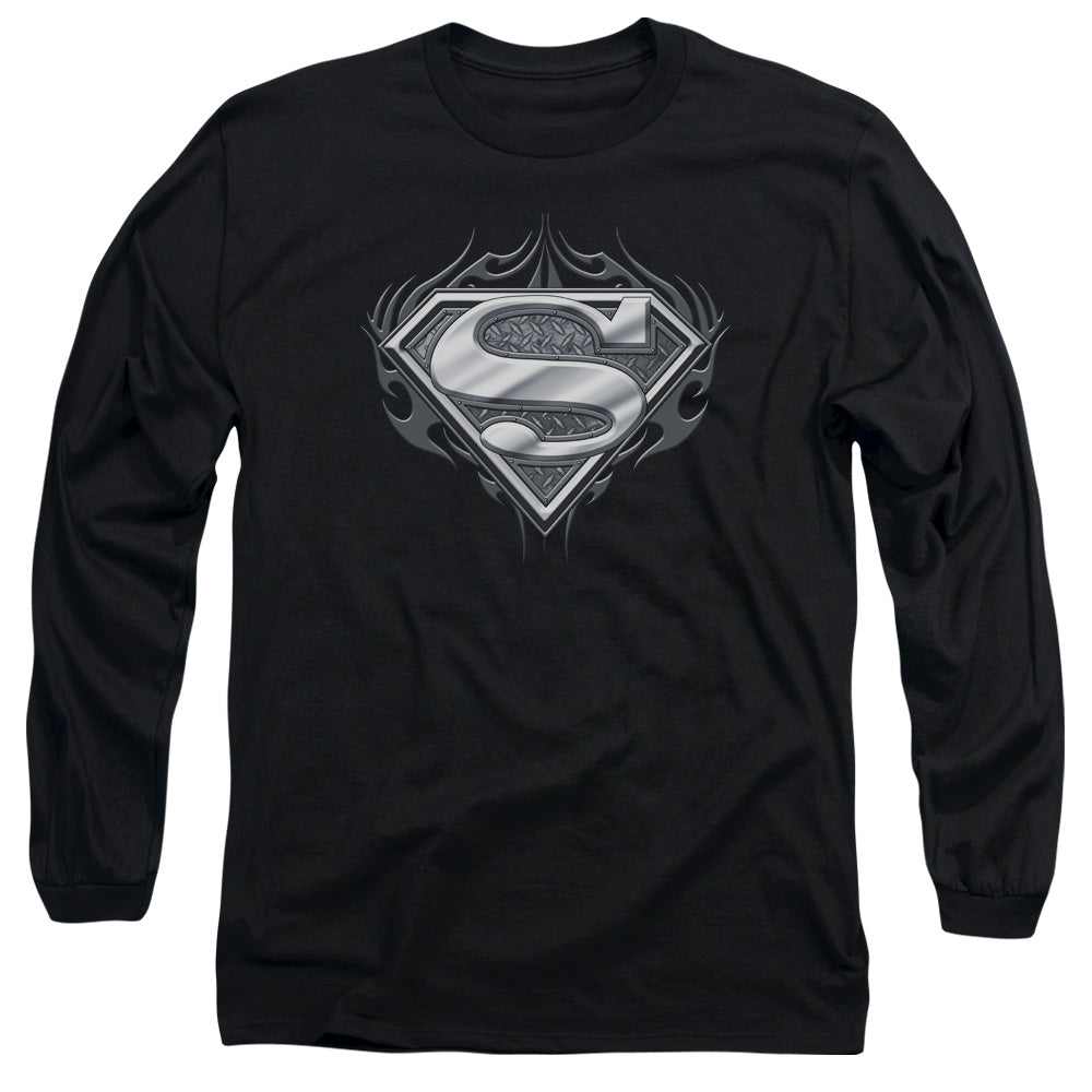 Superman Biker Metal Mens Long Sleeve Shirt Black Officially Licensed