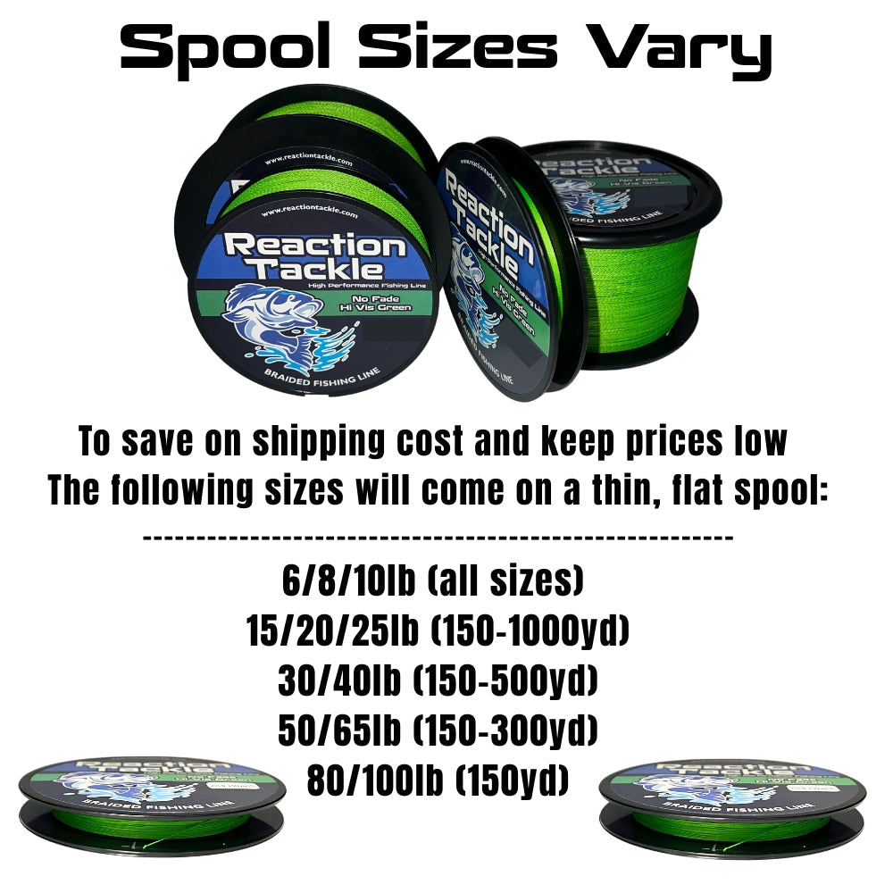 Reaction Tackle X8 Braided Fishing Line - Hi Vis Green 8 Strand