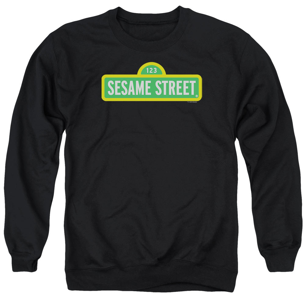 Sesame Street Logo Mens Crewneck Sweatshirt Black Officially Licensed