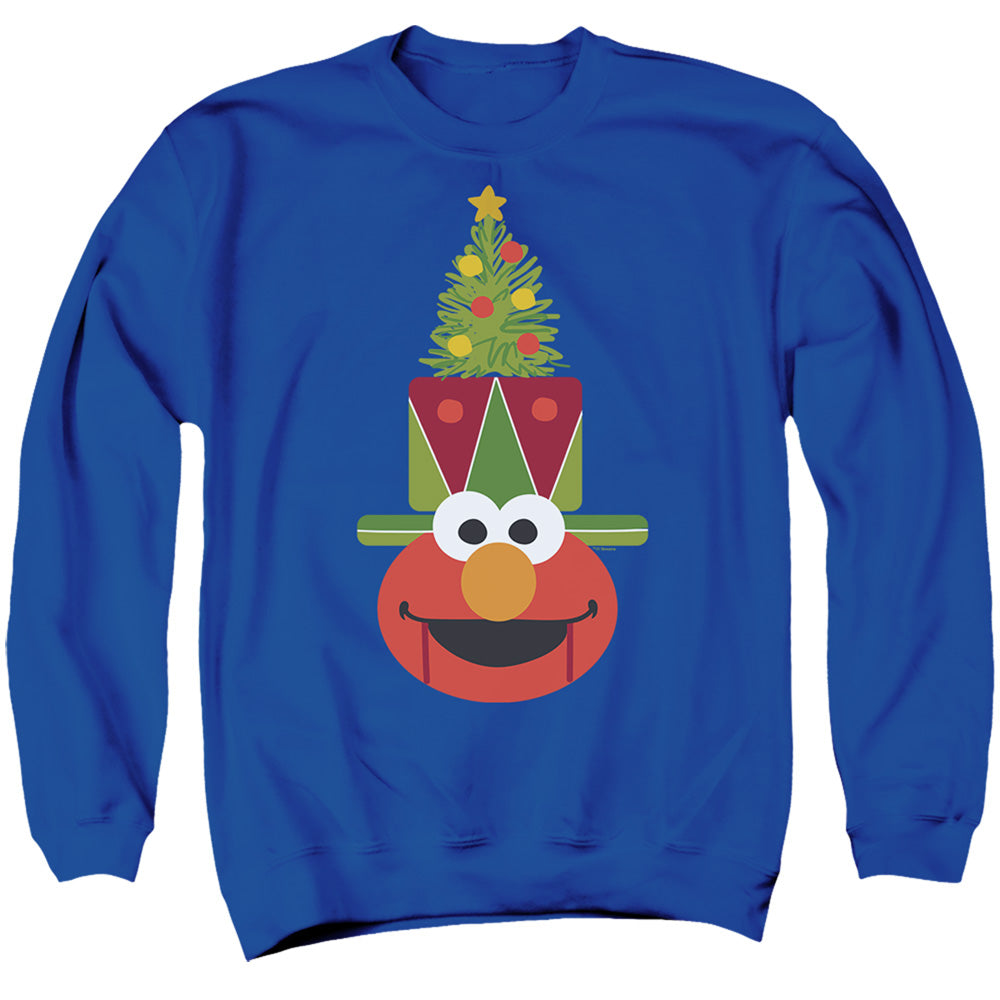 Sesame Street Christmas Nutcracker Elmo Mens Crewneck Sweatshirt Royal Blue Officially Licensed