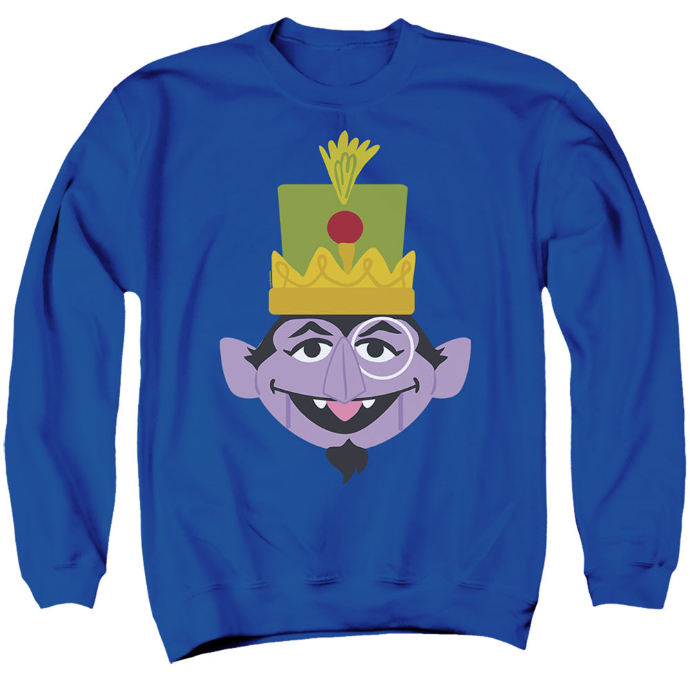 Sesame Street Christmas Nutcracker Count Mens Crewneck Sweatshirt Royal Blue Officially Licensed