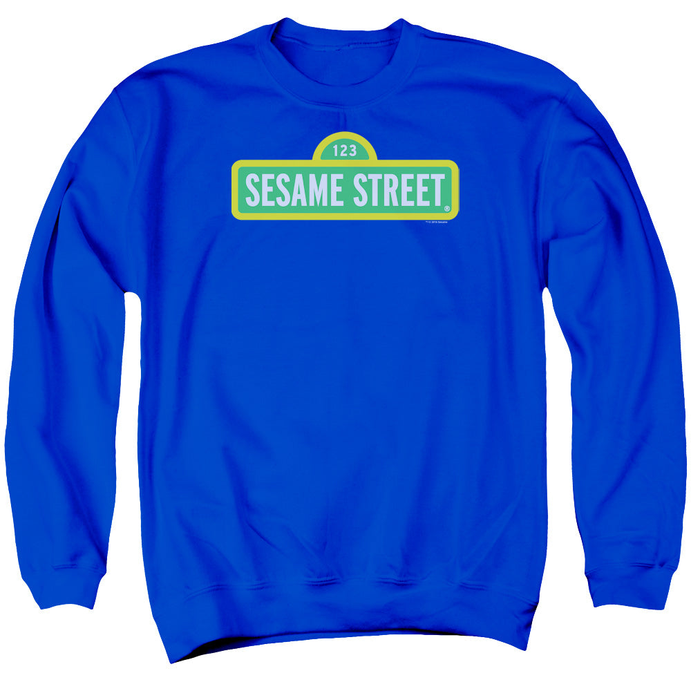 Sesame Street Logo Mens Crewneck Sweatshirt Royal Blue Officially Licensed