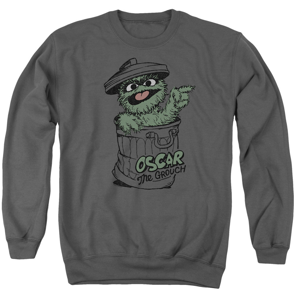 Sesame Street Early Grouch Mens Crewneck Sweatshirt Charcoal Officially Licensed