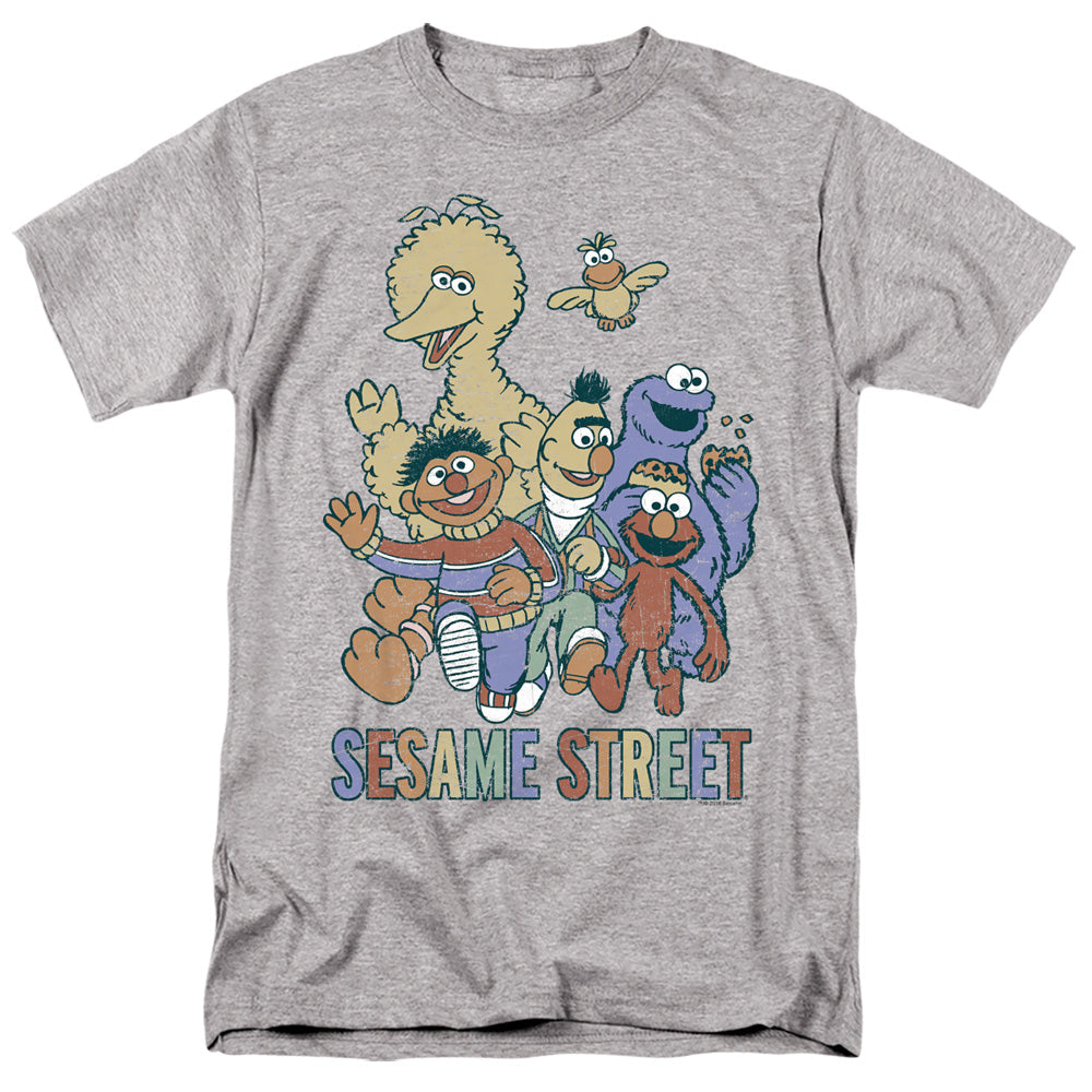Sesame Street Colorful Group Mens T Shirt Athletic Heather Officially Licensed