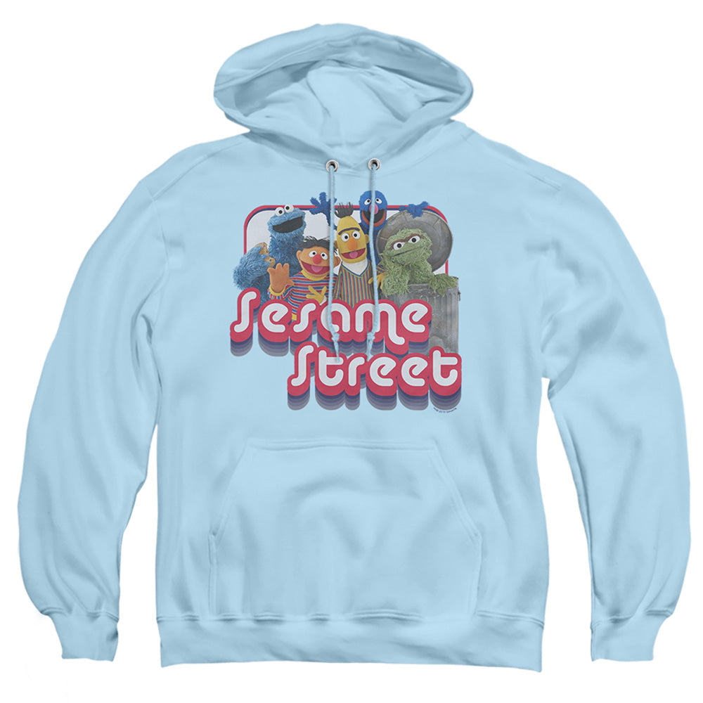 Sesame Street Groovy Group Mens Hoodie Light Blue Officially Licensed