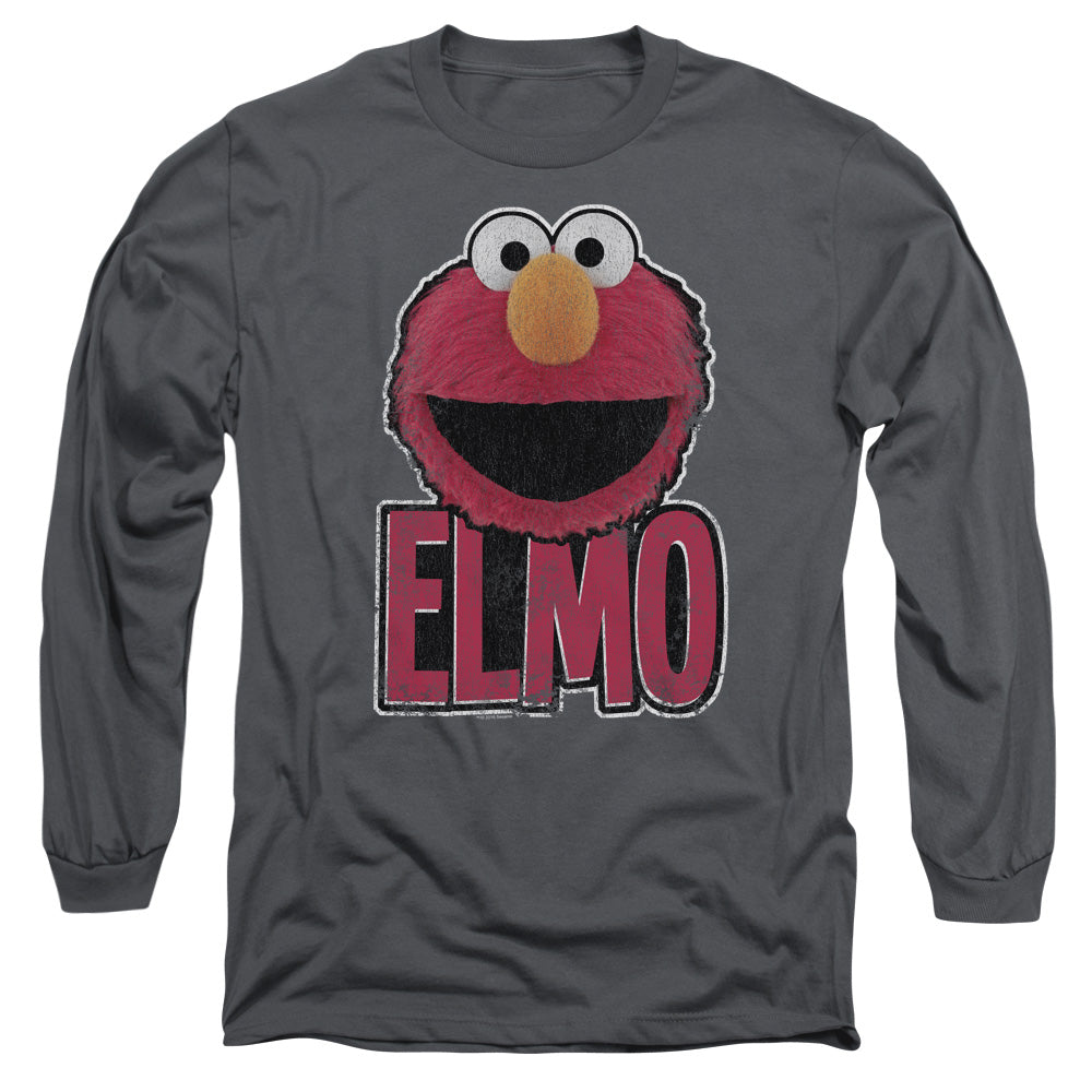 Sesame Street Elmo Smile Mens Long Sleeve Shirt Charcoal Officially Licensed