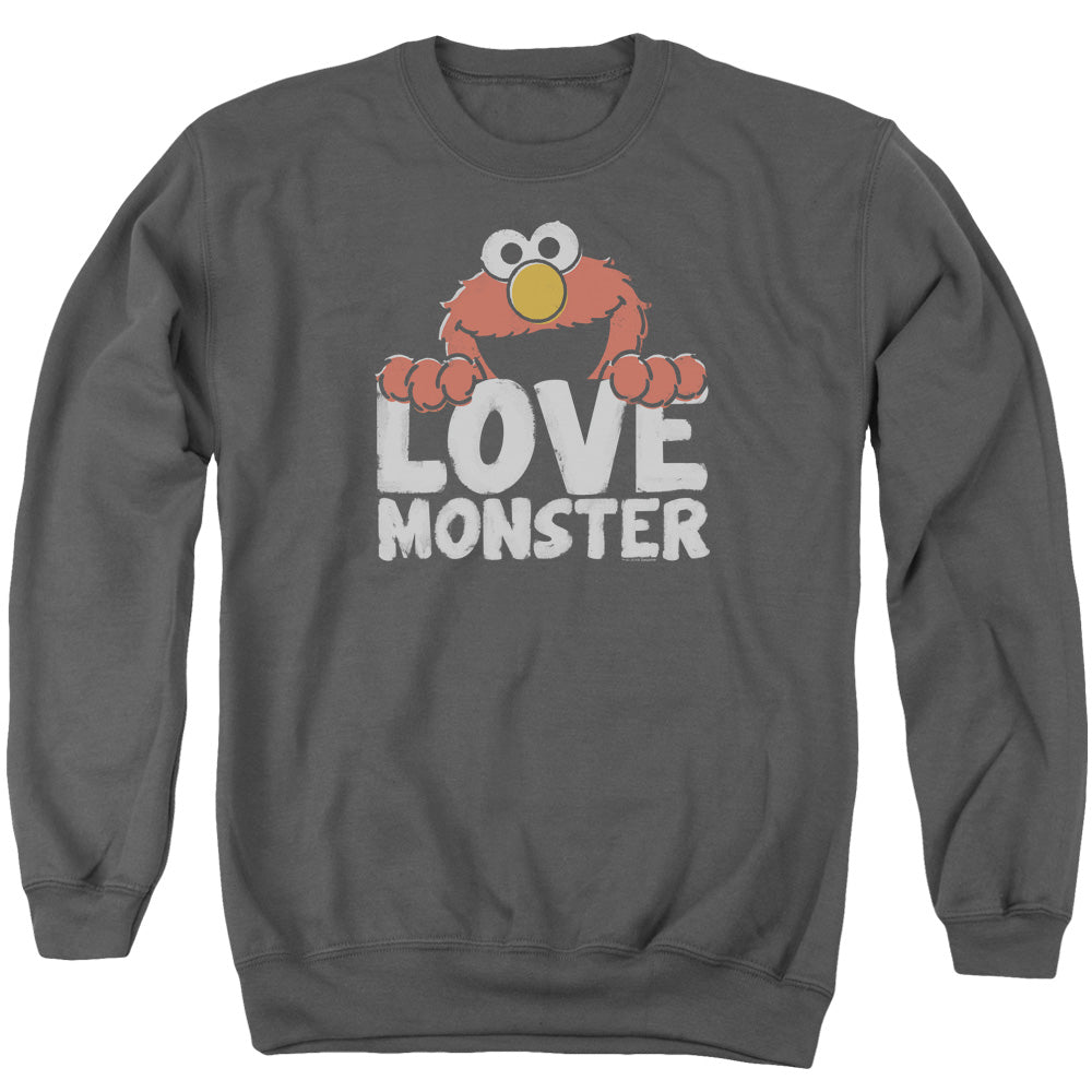 Sesame Street Love Monster Mens Crewneck Sweatshirt Charcoal Officially Licensed
