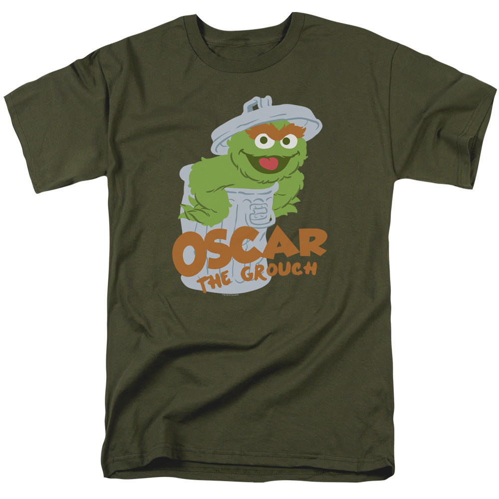 Sesame Street Flat Oscar Mens T Shirt Military Green Officially Licensed