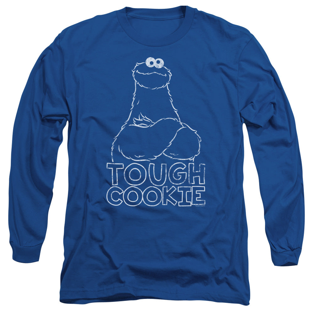 Sesame Street Touch Cookie Mens Long Sleeve Shirt Royal Blue Officially Licensed