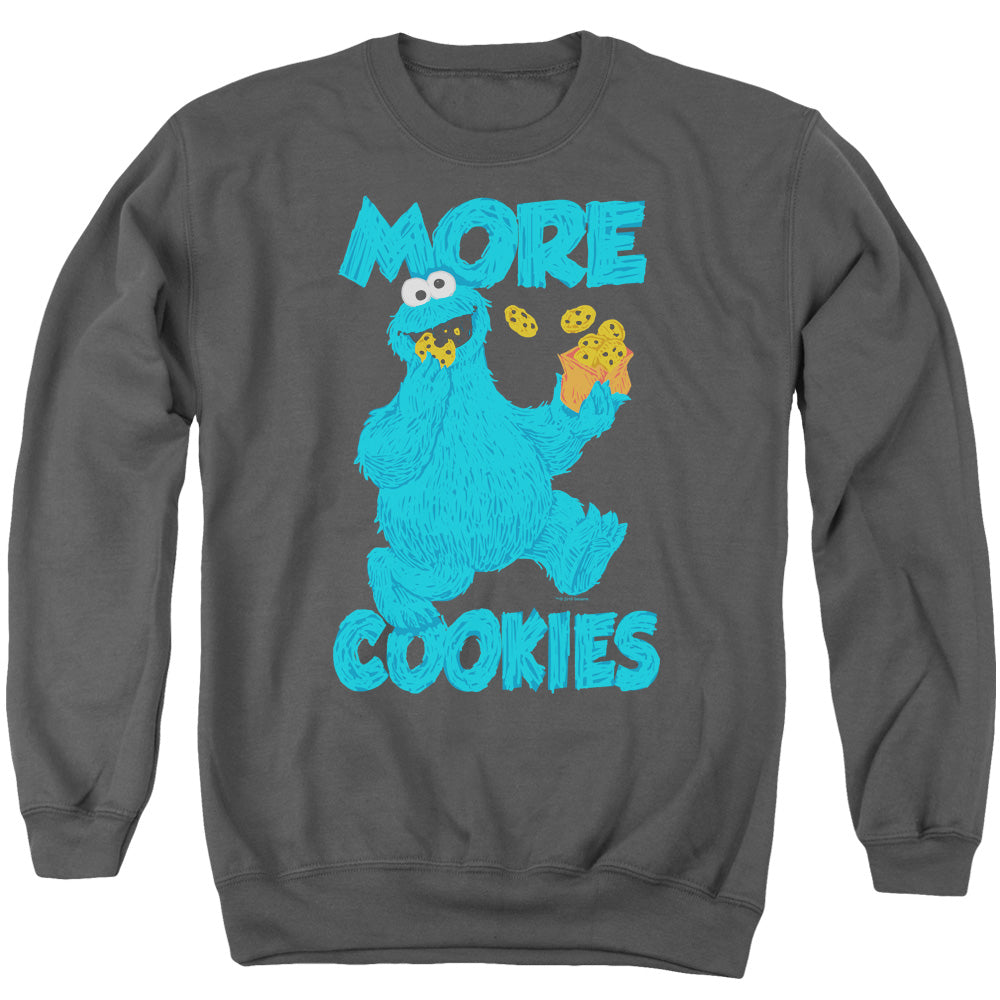Sesame Street More Cookies Mens Crewneck Sweatshirt Charcoal Officially Licensed