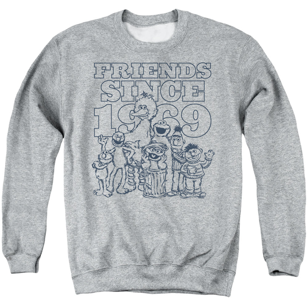 Sesame Street Friends Since Mens Crewneck Sweatshirt Athletic Heather Officially Licensed