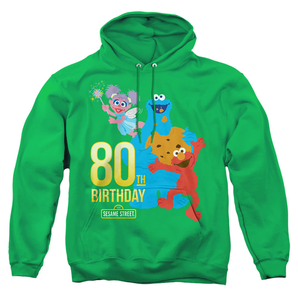 Sesame Street 80Th Birthday Mens Hoodie Kelly Green Officially Licensed