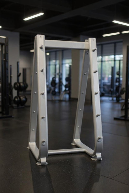 Elite Fixed Barbell Rack | Muscle D Fitness Commercial Storage - Silver
