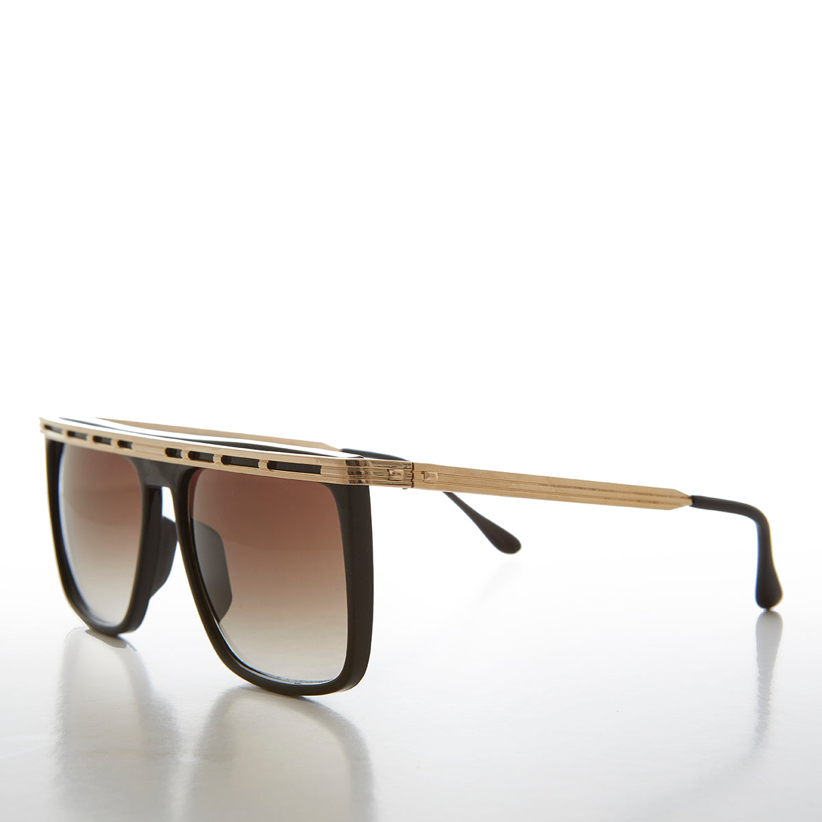 Gold Flat Top Hip Hop 80s Sunglass - Stomp