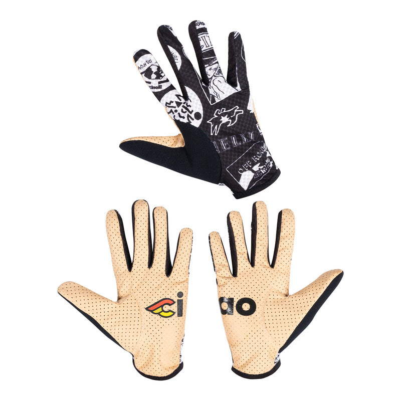 Cinelli Supercorsa Long FInger Cycling Gloves (Black/White Cinelli Pattern)