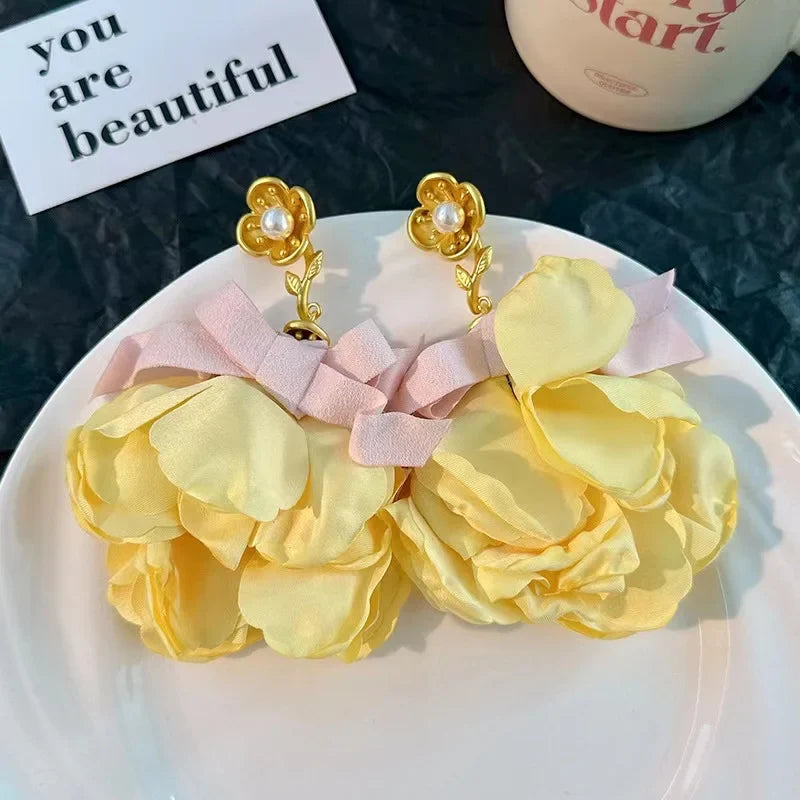 Handmade Cotton Long Tassel Earrings