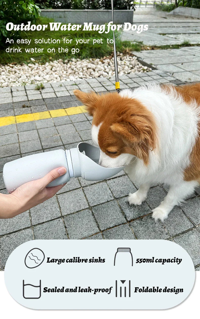 550ml Folding Pet Water Bottle - Portable Travel Mug for Dogs & Cats