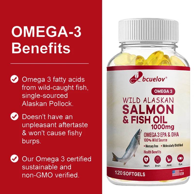 Omega 3 EPA/DHA Fish Oil 1000 mg - Fish Oil Supplement - Supports Heart Health, Pain Relief & Cognitive Function, 120 Capsules