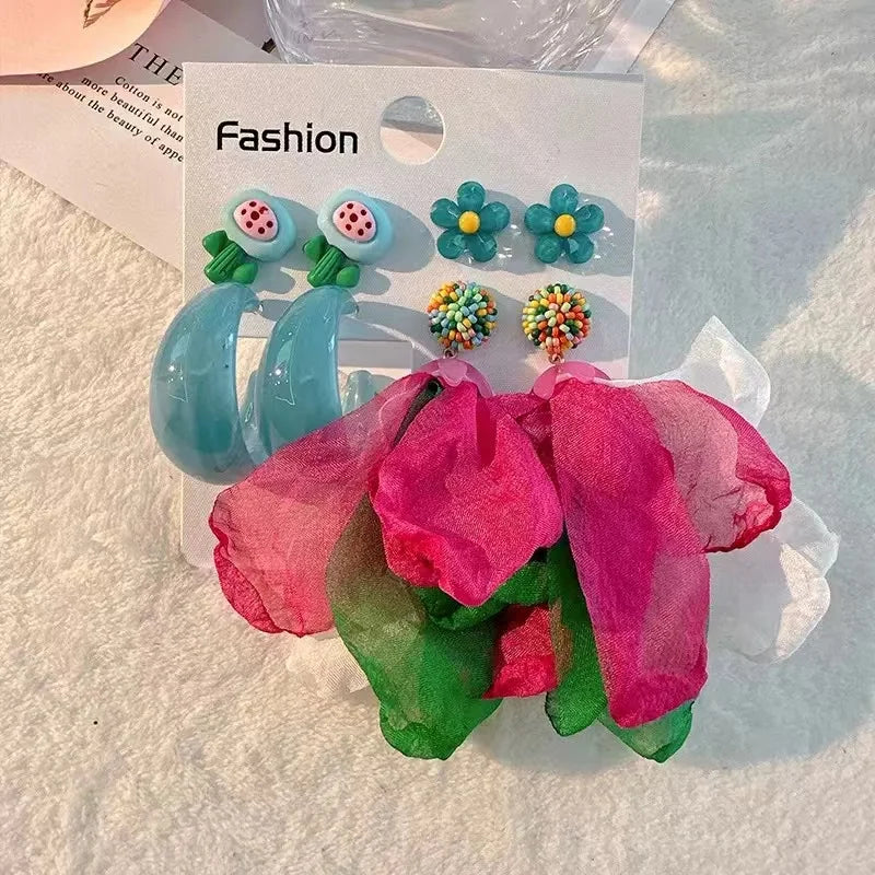 Handmade Cotton Long Tassel Earrings