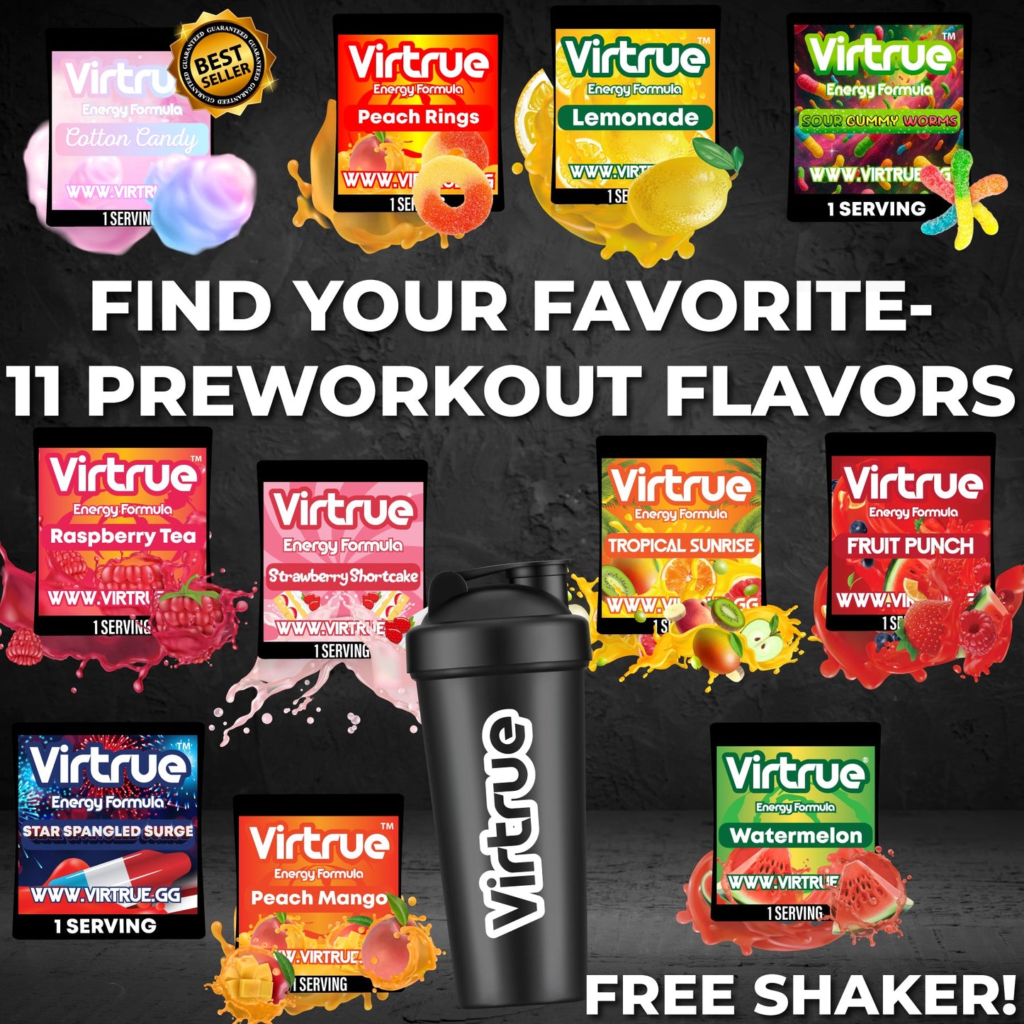 Ultimate 11 Flavor Preworkout Sampler + Shaker | Free Shipping!