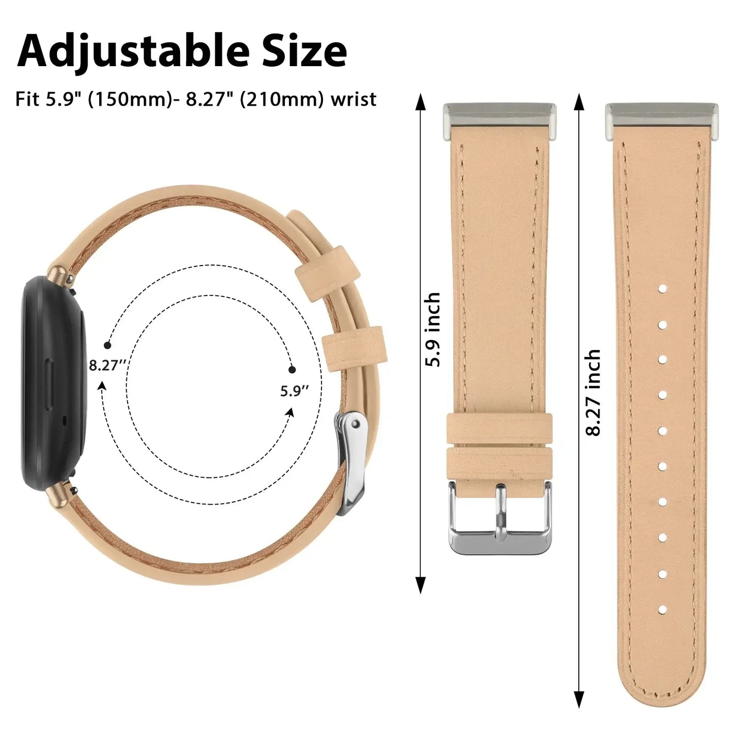 Fitbit Versa & Sense Leather Band - Premium Classic Design