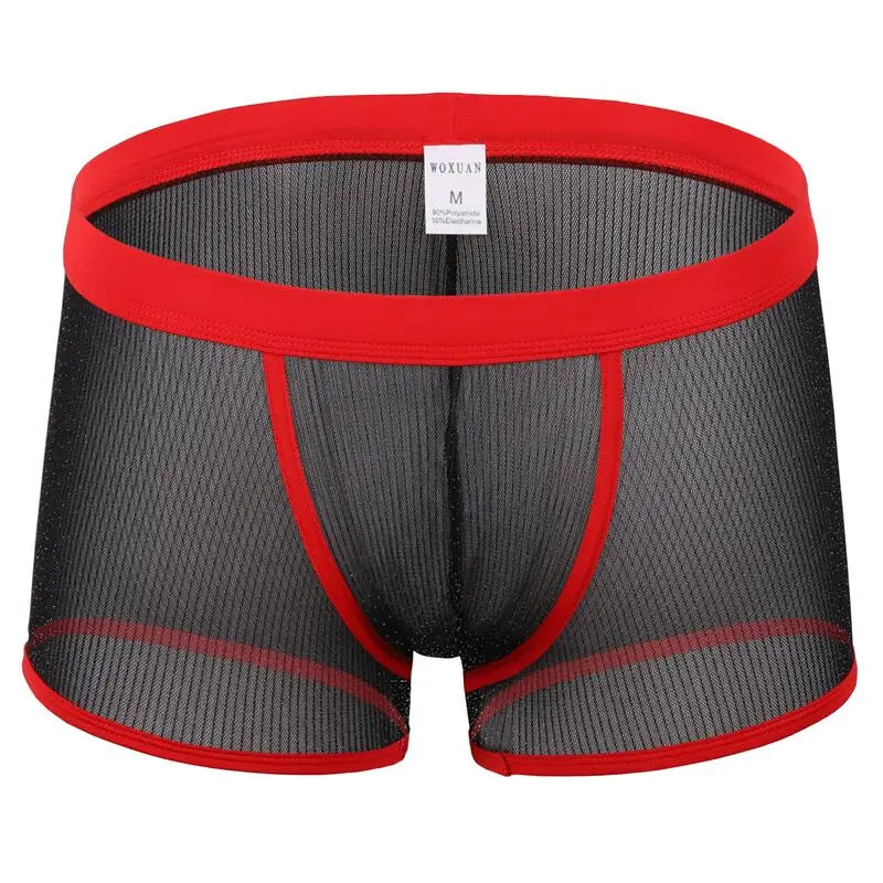 Men's Underwear Boxers Sexy Mesh Transparent Boxer Shorts Low Waist Breathable Panties Boxer for Man