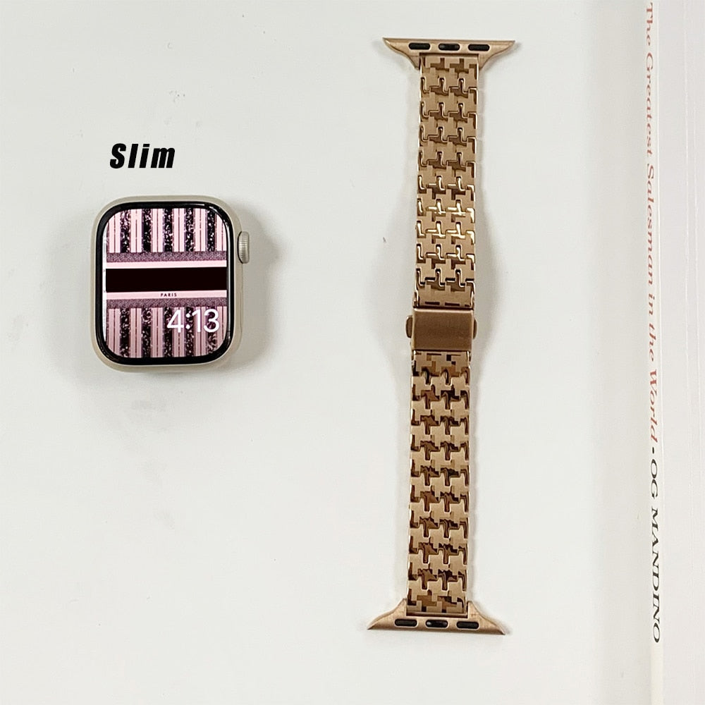 Women Gold Wristband for Apple Watch Band Series 11/10/9/8/7/6/5/4/ SE / Ultra 1/2/3